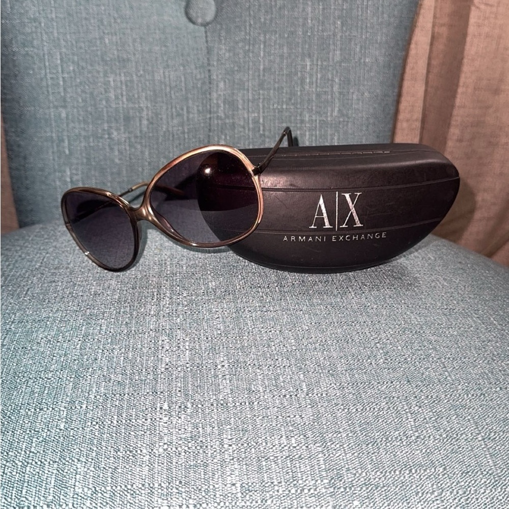 Armani Exchange Black and Gold Sunglasses